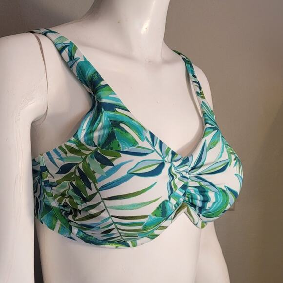 NWT Shade & Shore Bikini Top Sz 36DD Botanical Print Fern Vacay Tropical Swim - Picture 8 of 10